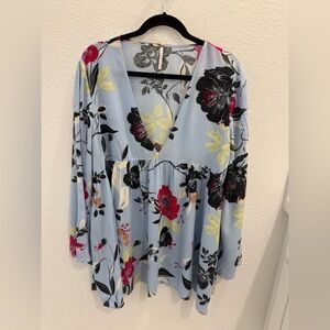 Free People Bella Floral V-Neck Tunic/Dress NWOT Large